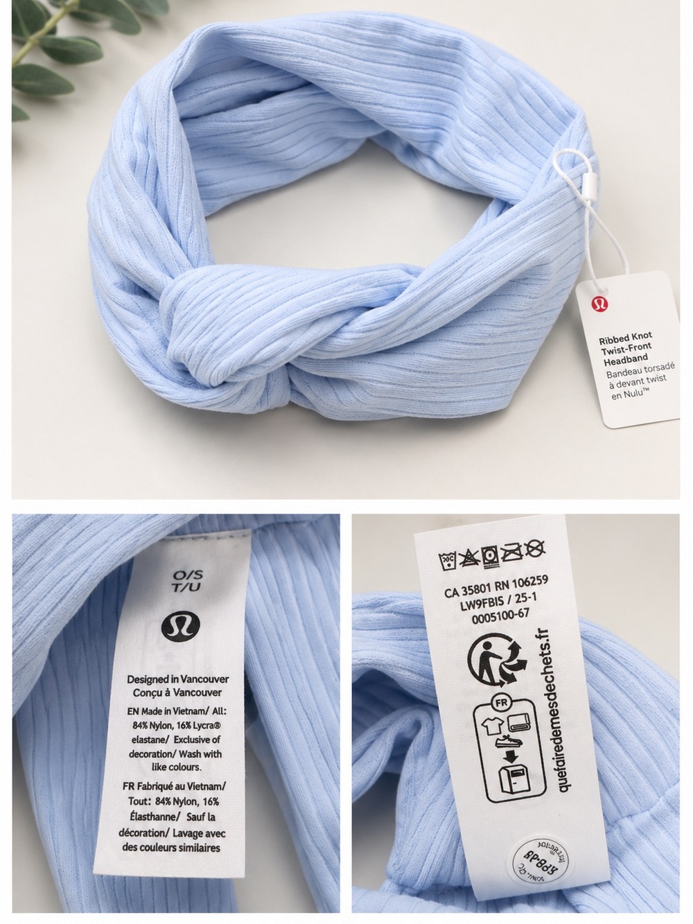 Lululemon Ribbed Nulu Twist-Front Headband Windmill Blue O/S NWT - Picture 4 of 4